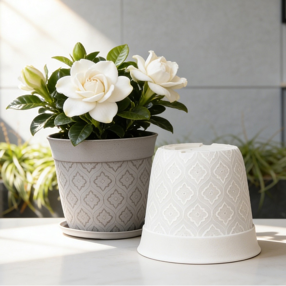 Aloe Vera Pot - 8-Zoll-Kunststoff-Blumentopf mit Drainagelöchern und Untersetzer, Pflanzentopf
